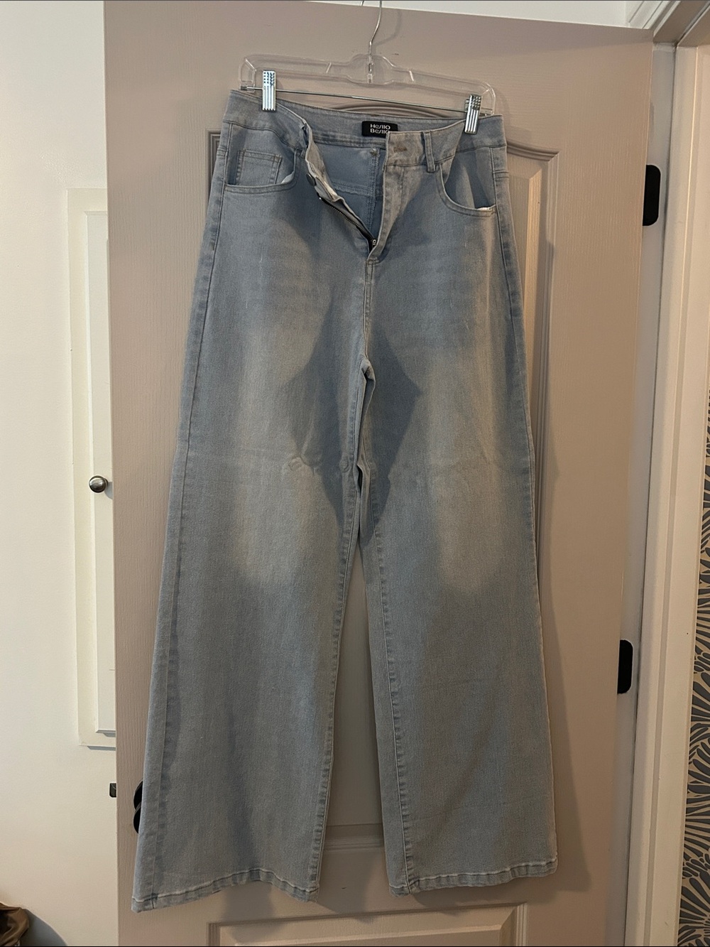 High-Rise Light Blue Wide-Leg Jeans for Women